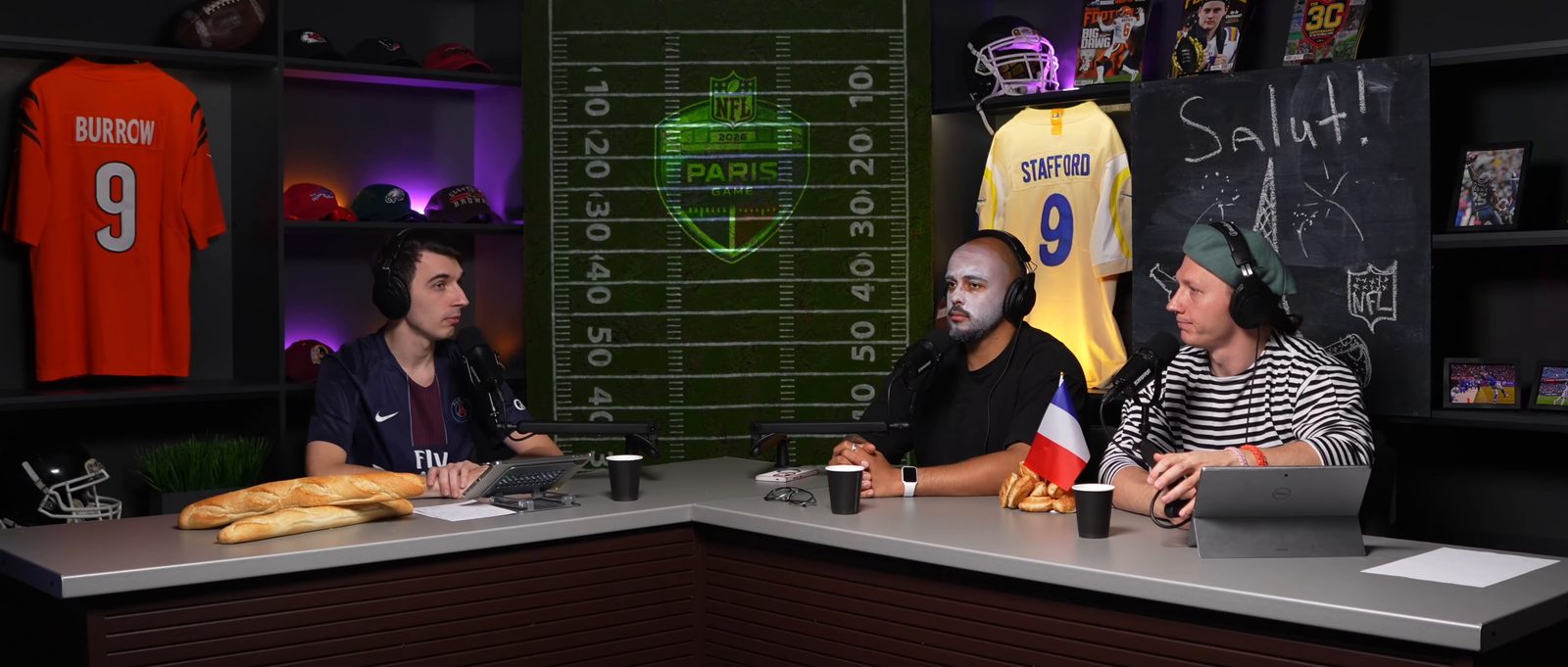 The OKVideo.Pro sports set: an American football show, three presenters at the desk